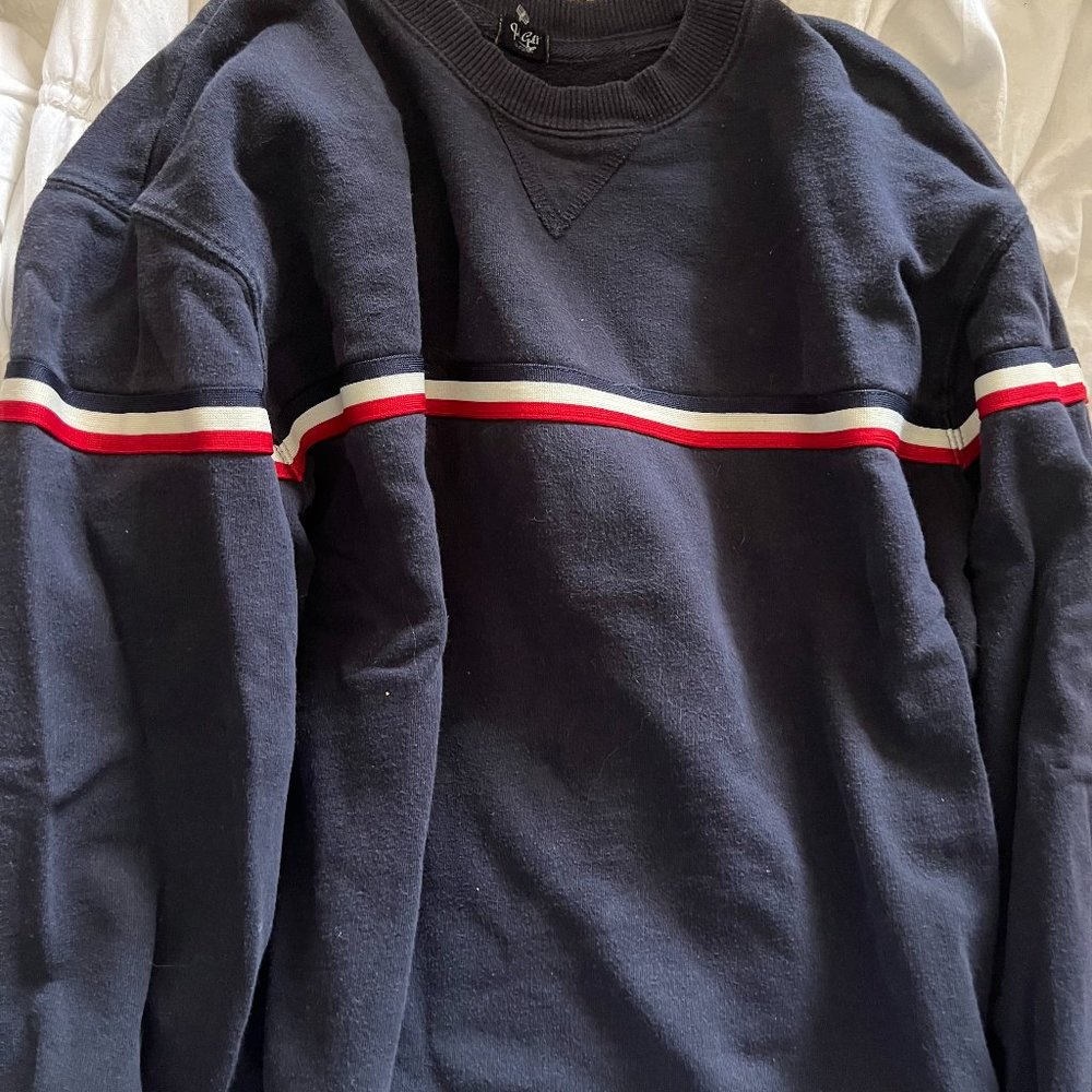 John Galt/Brandy Melville Striped Navy Crewneck